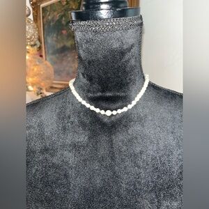 16” Pearl Necklace with 12” Back Drop Chain – Elegant Bridal / Evening Style